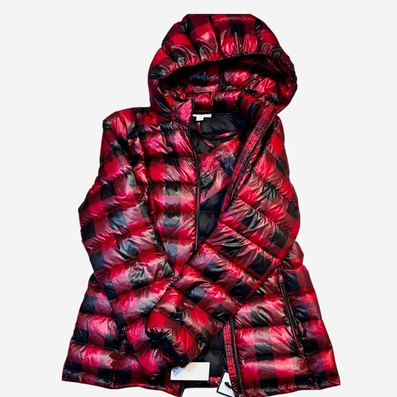 Charter Club Women's Buffalo Plaid Red/ Black Packable Puffer Coat Medium - Picture 7 of 7